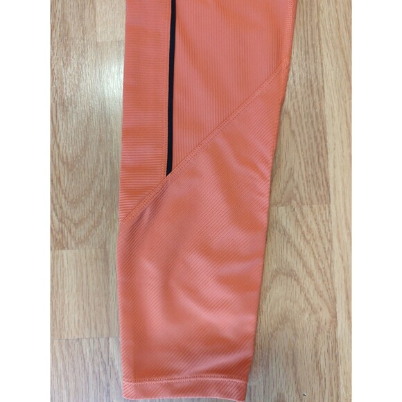 ZYIA Active Leggings Womens 12 Burnt Orange Premium 7/8 Ribbed Black Stripe - Picture 2 of 10